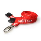 15mm Visitor Red Lanyards Metal Lobster Clip
