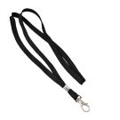 Lanyard flach 10 mm Karabinerhaken Schwarz - 10 Stück