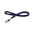 Lanyard flach 10 mm Bull-Dog-Clip Navy Blue - 10 Stück