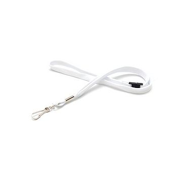 Lanyard flach 12 mm Swivel-Hook Break-Away Weiß