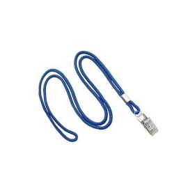 Lanyard round Bull-Dog-Clip Royal Blue - 10 pieces
