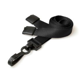 15mm Black Breakaway Lanyards with Plastic J-Clip