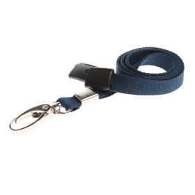10mm  rPET Lanyards w Metal Lobster Clip - dkl. blau