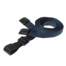 10mm rPET Lanyards With Plastic J-Clip - dkl. blau