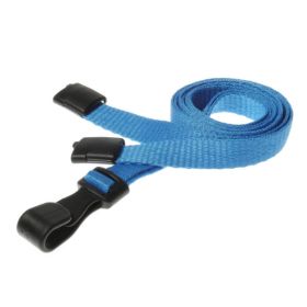 10mm rPET Lanyards With Plastic J-Clip - hellblau
