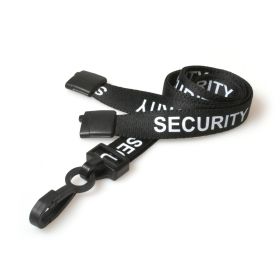15mm rPET Security Black Lanyards Plastic J-Clip