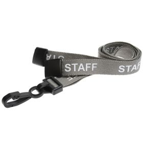 15mm Staff Lanyards With Plastic J-Clip - grau