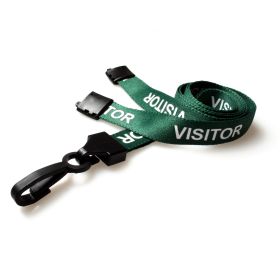 15mm rPET Visitor Lanyards Plastic J-Clip - grün