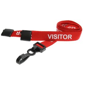15mm rPET Visitor Lanyards Plastic J-Clip - rot