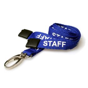 15mm rPET STAFF Royal Blue Lanyards Lobster Clip