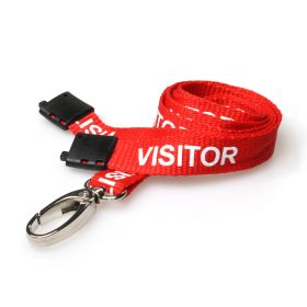 15mm Visitor Red Lanyards Metal Lobster Clip