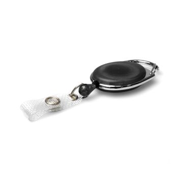Carabineer Card Reel wth Strap Clip - Pack 50 / black transparent