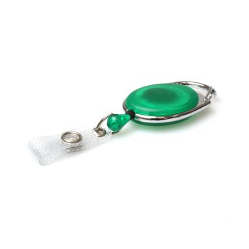 Carabineer Card Reel wth Strap Clip - Pack 50 / green transparent