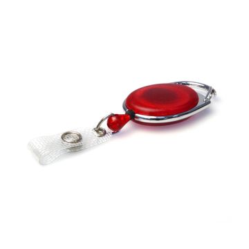 Carabineer Card Reel wth Strap Clip - Pack 50 / red transparent