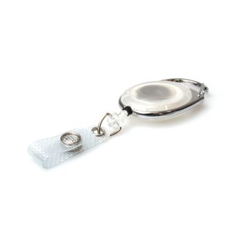 Carabineer Card Reel wth Strap Clip - Pack 50 / white transparent