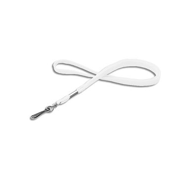 Lanyard flat 12 mm Swivel-Hook White - 10 pieces