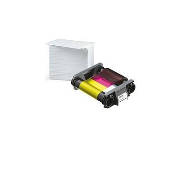 Evolis Badgy ribbon YMCKO and 100 plastic cards 0.76mm