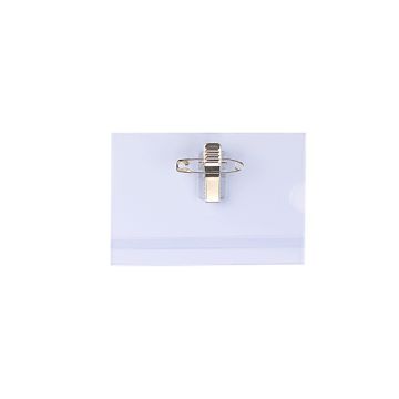 Acetate card holder with crocodile clip pin