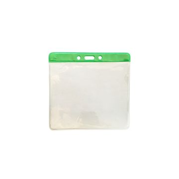 Card holder horizontal vinyl 93 x 114 mm - color bar green