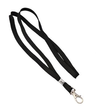 Lanyard flat 10 mm snap hook black - 10 pieces