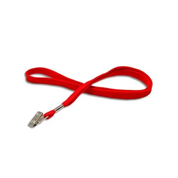Lanyard flat 10 mm Bull-Dog-Clip red - 10 pieces