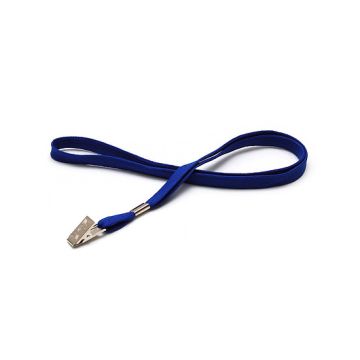 Lanyard flat 10 mm Bull-Dog-Clip Royal Blue - 10 pieces