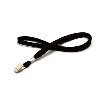 Lanyard flat 10 mm Bull-Dog-Clip black - 10 pieces