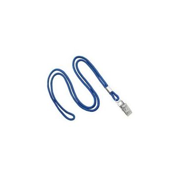 Lanyard round Bull-Dog-Clip Royal Blue - 10 pieces