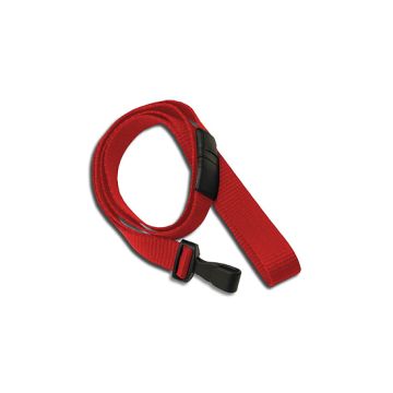 Lanyard flat 10 mm plastic hook break-away red - 10 pieces