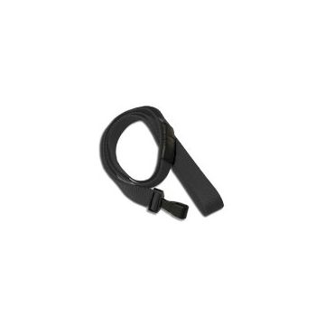 Lanyard flat 10 mm plastic hook break-away black - 10 pieces