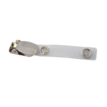 Card clip vinyl fabric-reinforced metal button