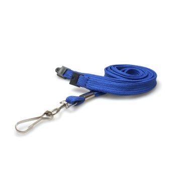 10mm rPET Tubular Lanyards w Metal J-Clip - Pack 100 / blue
