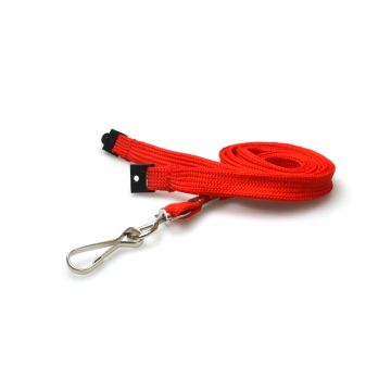 10mm rPET Tubular Lanyards w Metal J-Clip - Pack 100 / red
