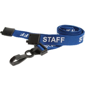 15mm Staff Lanyards With Plastic J-Clip - Pack of 100 / blue
