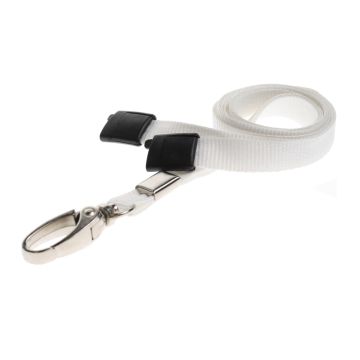 10mm rPET Lanyards w Metal Lobster Clip - Pack of 100 / white