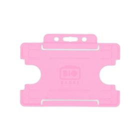 BioBadge Open Faced Holders Landscape - Pack of 100 / pink