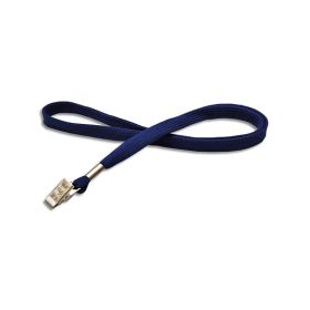 Lanyard flat 10 mm Bull-Dog-Clip Navy Blue - 10 pieces