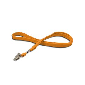 Lanyard flat 10 mm Bull-Dog-Clip Orange - 10 pieces