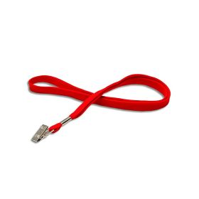 Lanyard flat 10 mm Bull-Dog-Clip red - 10 pieces