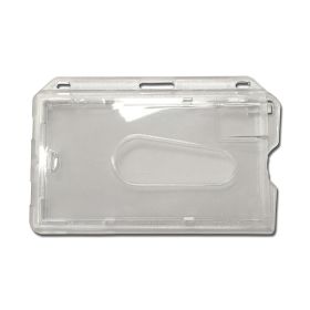 Card holder horizontal crystal clear thumb slide