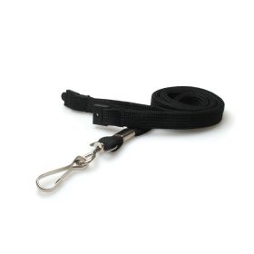 10mm rPET Tubular Lanyards w Metal J-Clip - schwarz