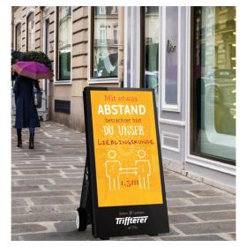 43" digital, battery-operated customer stopper