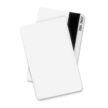 Tarjeta Datacard, plástico, CR80/030, compuesto de PVC, blanco, con banda magnética Hi Co de 1/2 pulg. Hi Co Mag Stripe, Bandeja