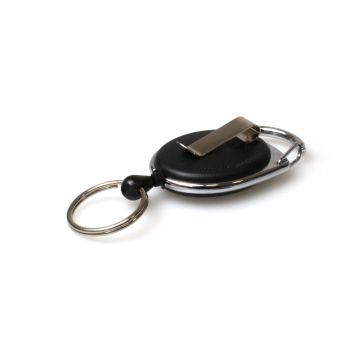 Black Carabineer Reel wth Belt Clip & Key Ring - Pack 50
