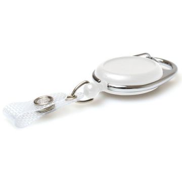 White Carabineer Card Reel wth Belt & Strap Clip - Pack 50