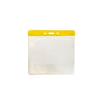 Porte-cartes horizontal vinyle 93 x 114 mm - barre de couleur jaune