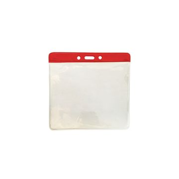 Porte-cartes horizontal vinyle 93 x 114 mm - barre de couleur rouge