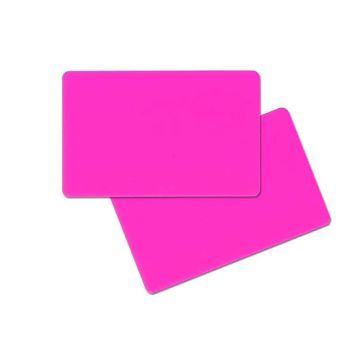 Tarjeta de PVC doble cara rosa neón 86 x 54 x 0,76 mm (500 unidades)