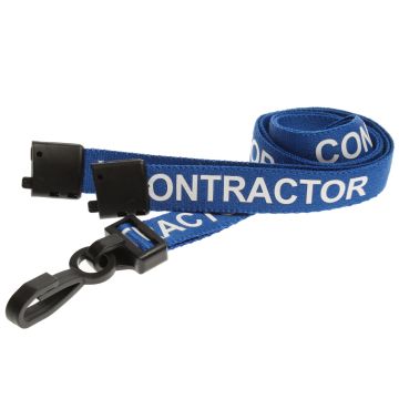 15mm rPET Contractor Blue Lanyards Plastic J-Clip - Pack 100