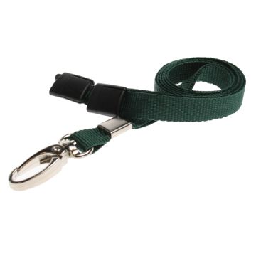 10mm rPET Lanyards w Metal Lobster Clip - Paquete de 100 / verde oscuro